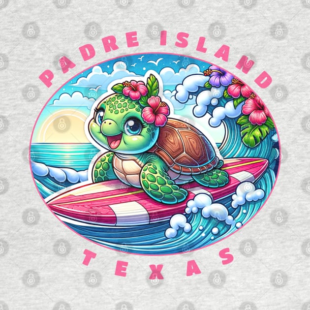 Padre Island Texas Girls Cute Surfing Sea Turtle by grendelfly73